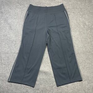 Athleta Womens Pants 1X Dark Gray Nylon Straight Leg Rise Crop Pockets Plus Gym
